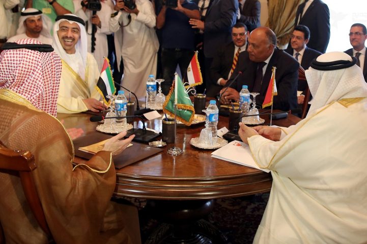 وزراء خارجية الإمارات والبحرين والسعودية ومصر/ رويترز