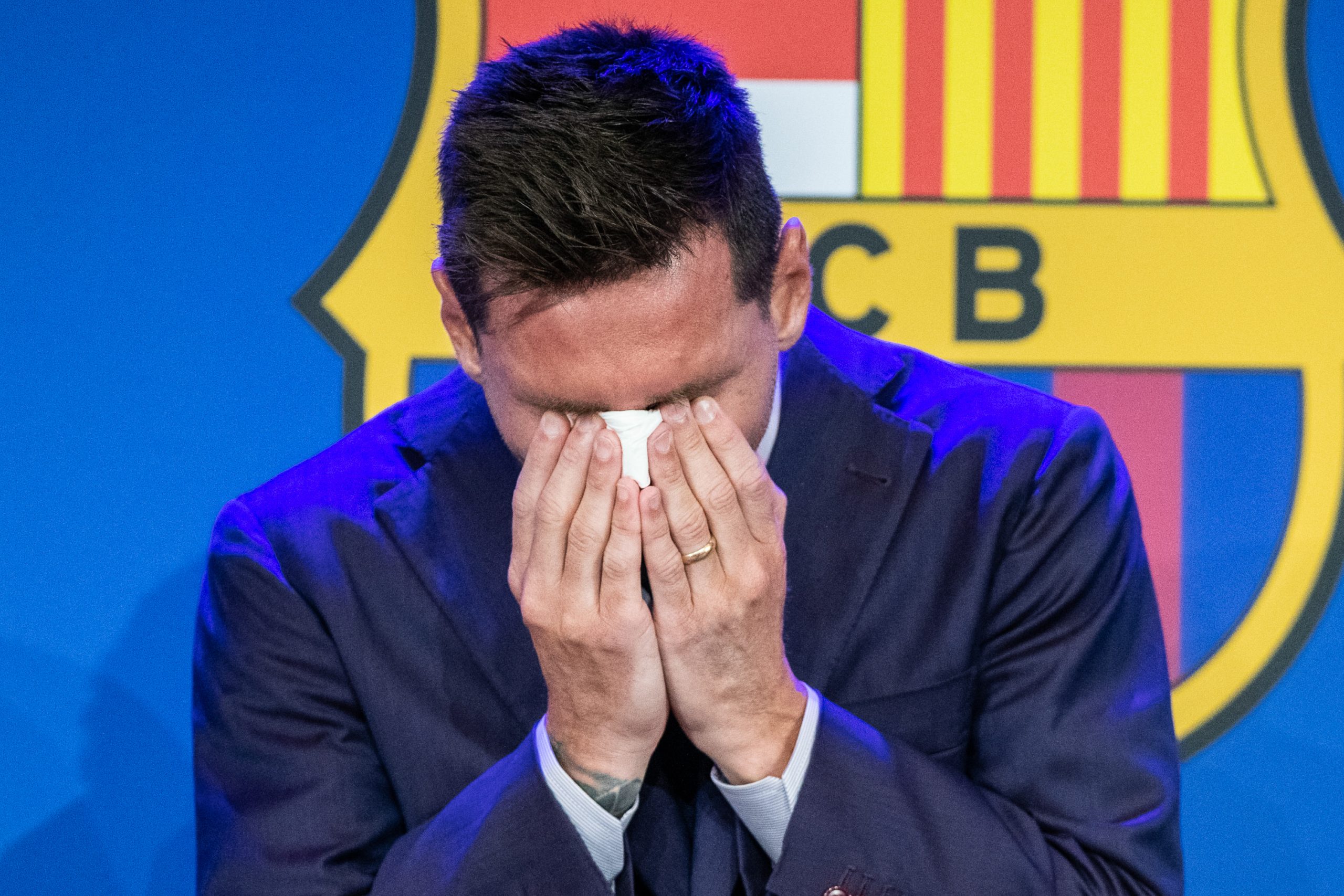 ميسي خلال حفل وداع برشلونة - gettyimages