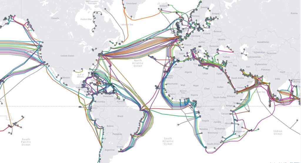 خارطة الكابلات البحرية حول العالم