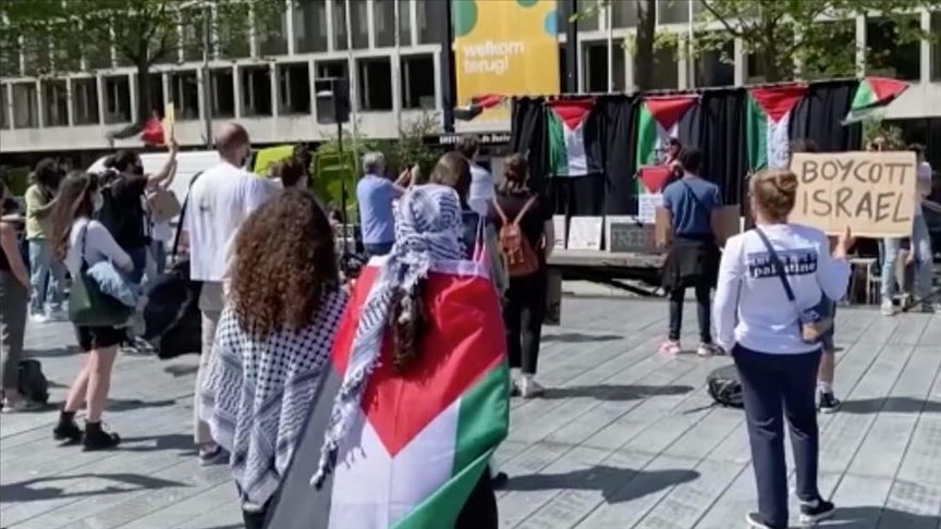 احتجاج داخل مجلس النواب الهولندي دعماً لفلسطين