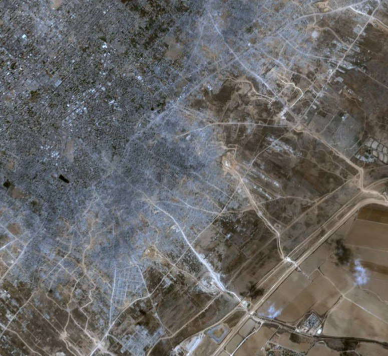 خريطة توضح حجم الدمار في المناطق الشرقية لمدينة غزة/ eos/landviewer