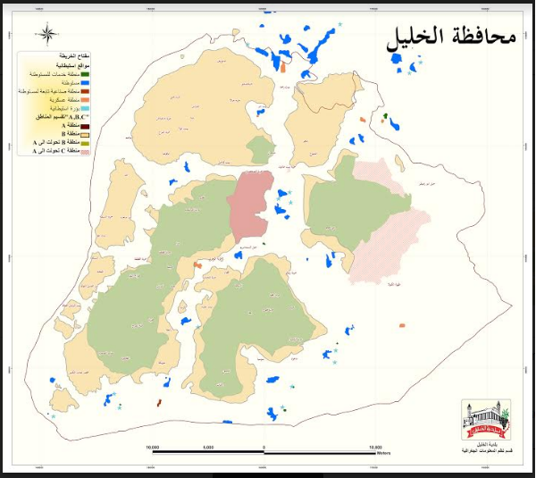 انتشار المستوطنات في محافظة الخليل