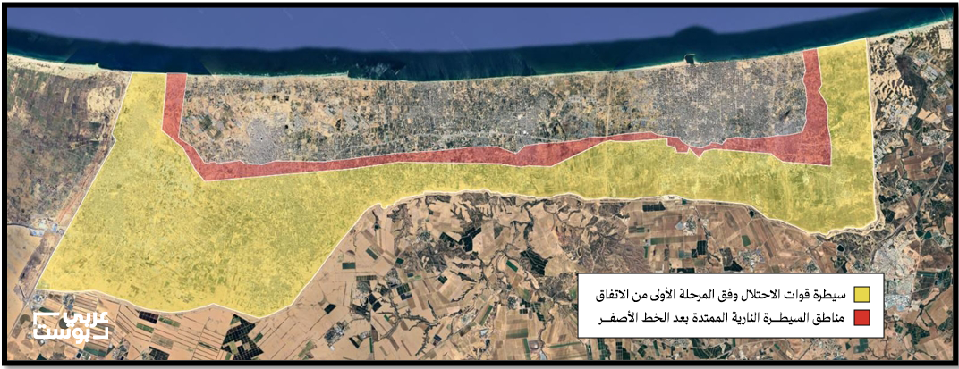 مناطق سيطرة الاحتلال الإسرائيلي في قطاع غزة/ عربي بوست